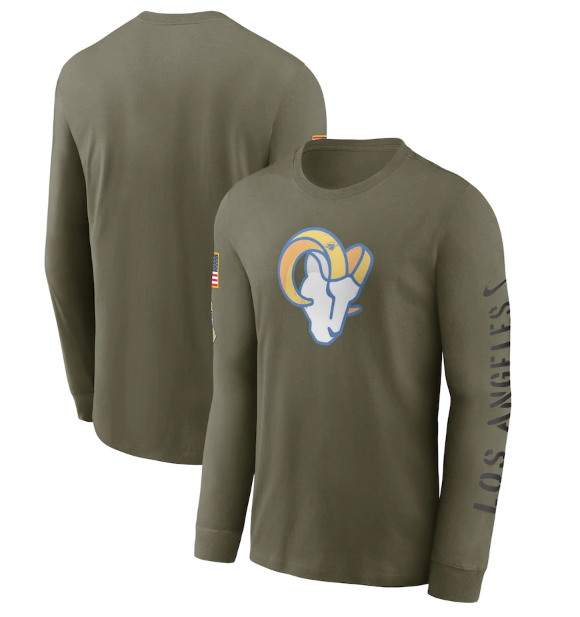 Men's Los Angeles Rams Olive 2022 Salute to Service Long Sleeve T-Shirt